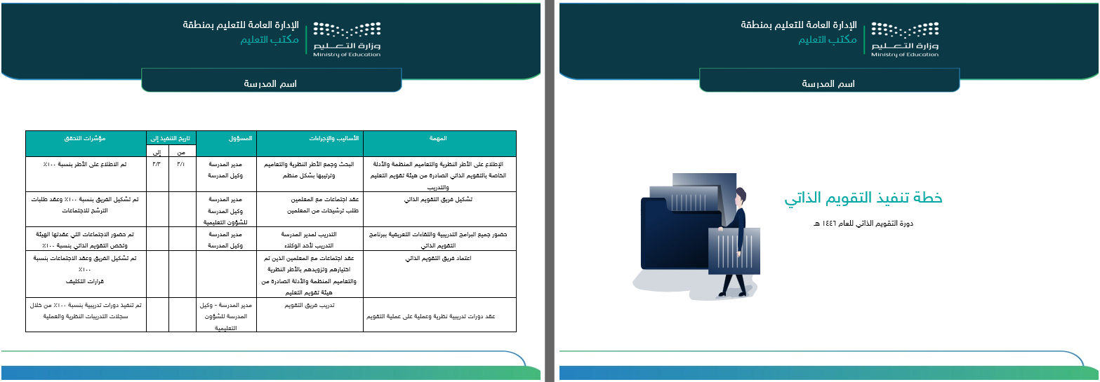 حقيبة ملفات الاعتماد المدرسي | التقويم الذاتي نسخة مجانية