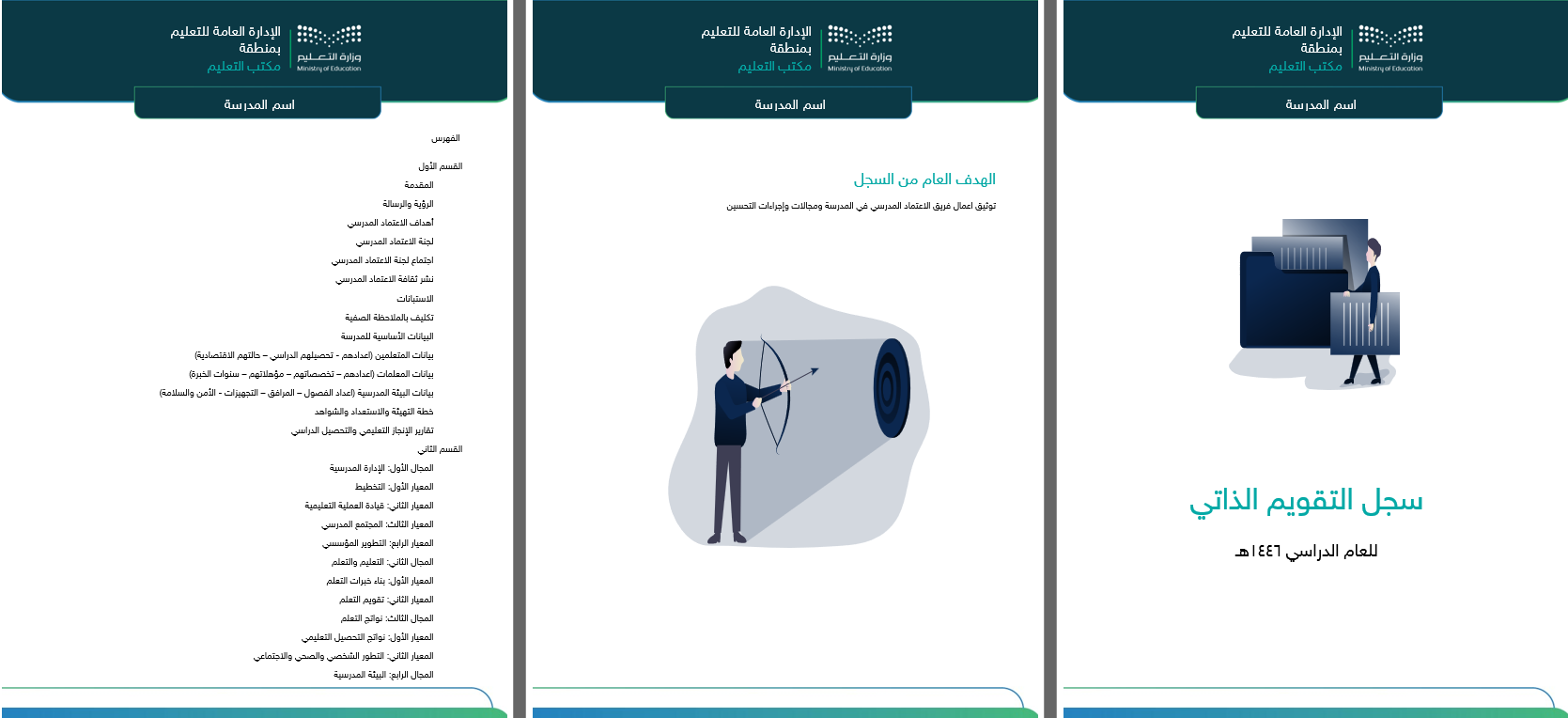 حقيبة ملفات الاعتماد المدرسي | التقويم الذاتي نسخة مجانية