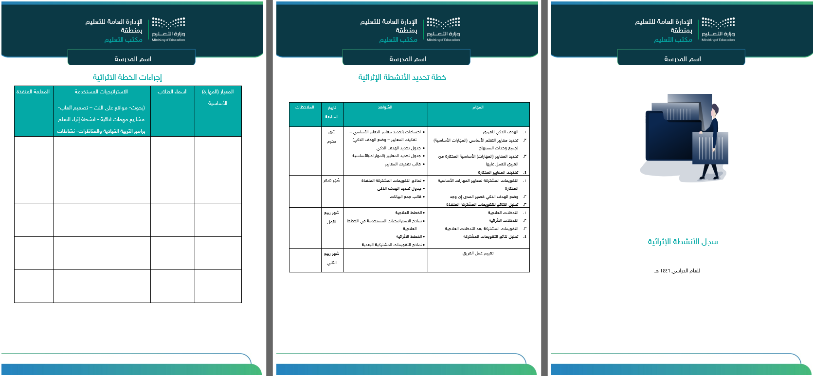 حقيبة ملفات الاعتماد المدرسي | التقويم الذاتي نسخة مجانية
